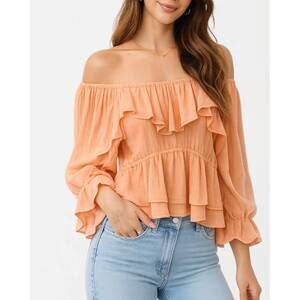 NEW SUNDAY EDITION alden ruffle blouse in apricot